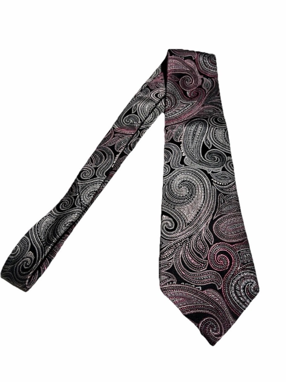 Sean John Black and Pink Paisley Silk Tie